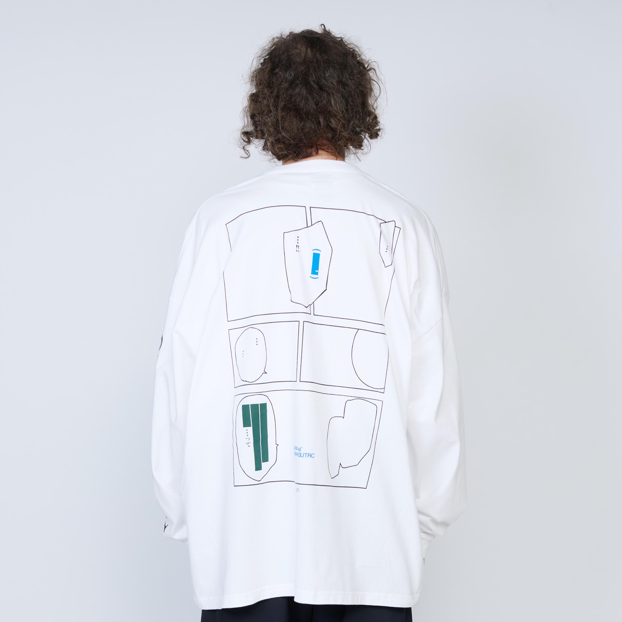 UNTRACE ホワイト長袖カットソー UNTRACE アントレース _214 グラフィックプリントロングスリーブ