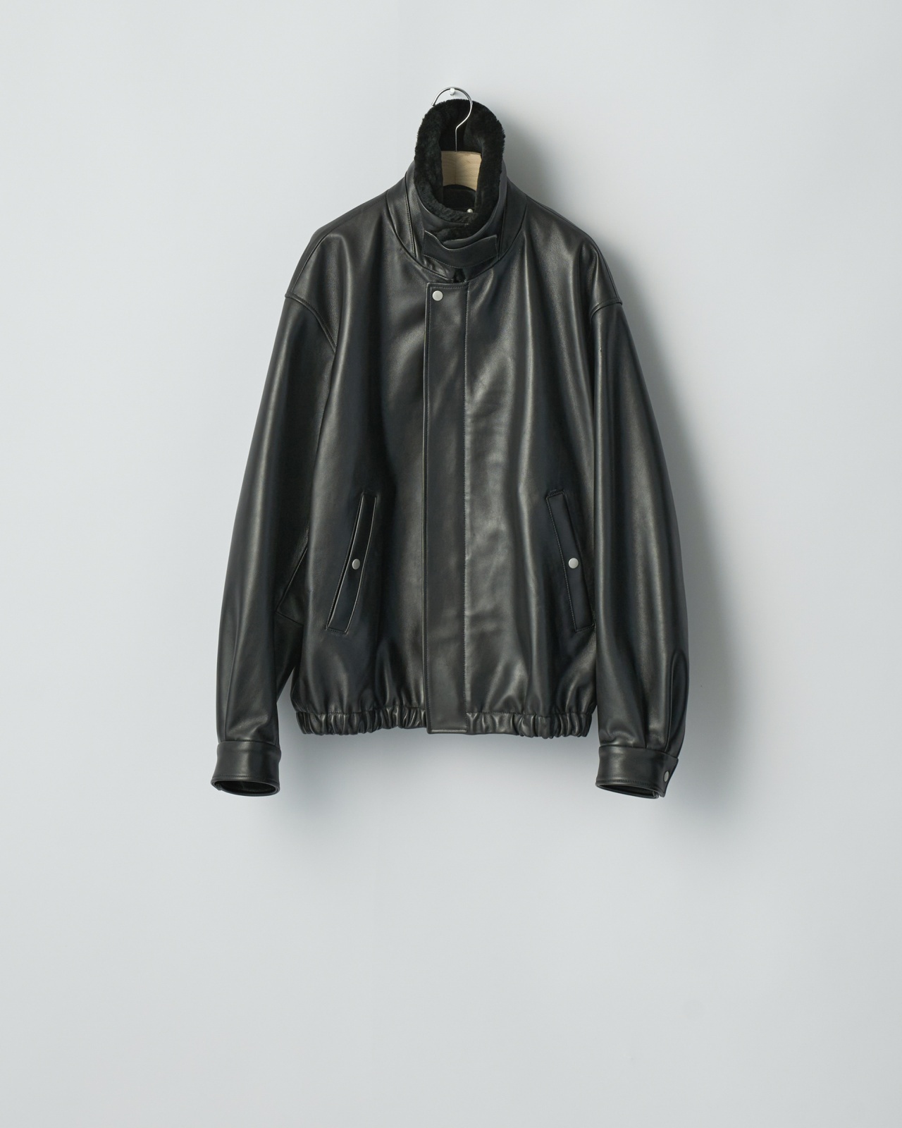 希少【moussy】袖ZIP 羊革 レザー 切替/グリズリー ジャケット/短丈 ssstein MOUTON COLLAR SHEEP LEATHER ZIP JACKET・BLACK - tity