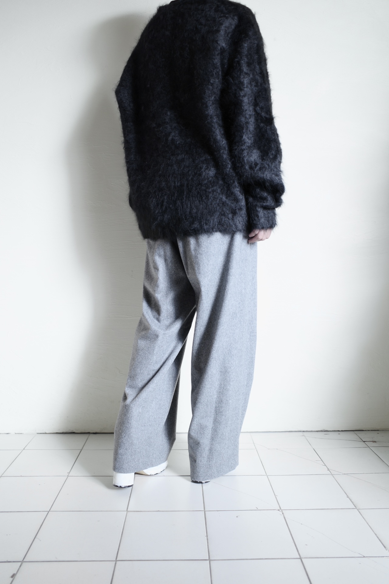 ssstein CASHMERE SHAGGY KNIT V NECK CARDIGAN・BLACK - tity